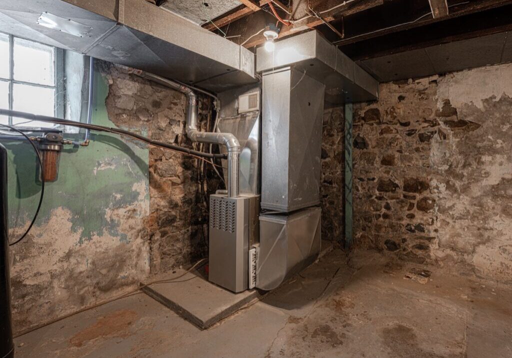 furnace system has been repaired in a very old home older home has furnace system repaired for the winter